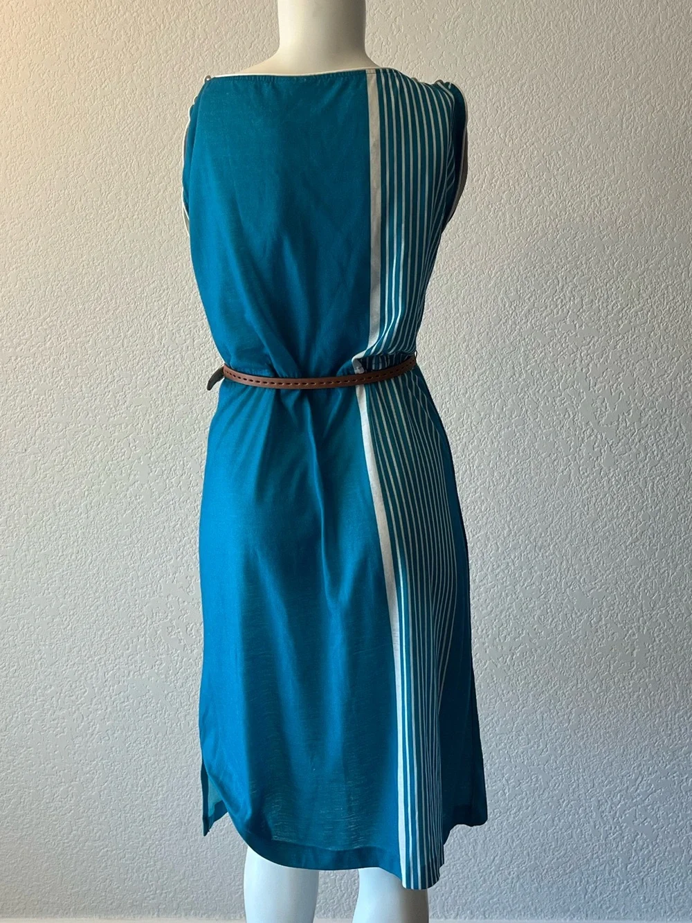 Women’s Teal Stripe Side-Panel Sheath Dress-fun disco style vintage. - Picture 1 of 5